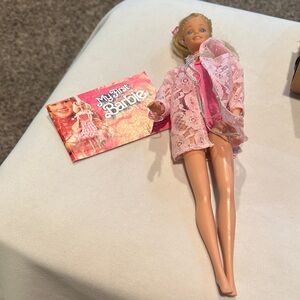 1982 Mattel Barbie Doll in Pink Lace Dress with Blonde Hair